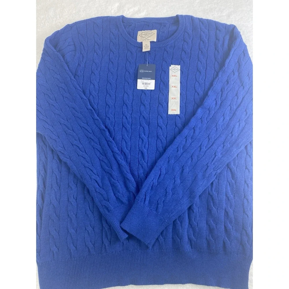 St Johns Bay Crew Neck Pullover Sweater Estate Blue SZ‎ 2XL Super Soft New Tags